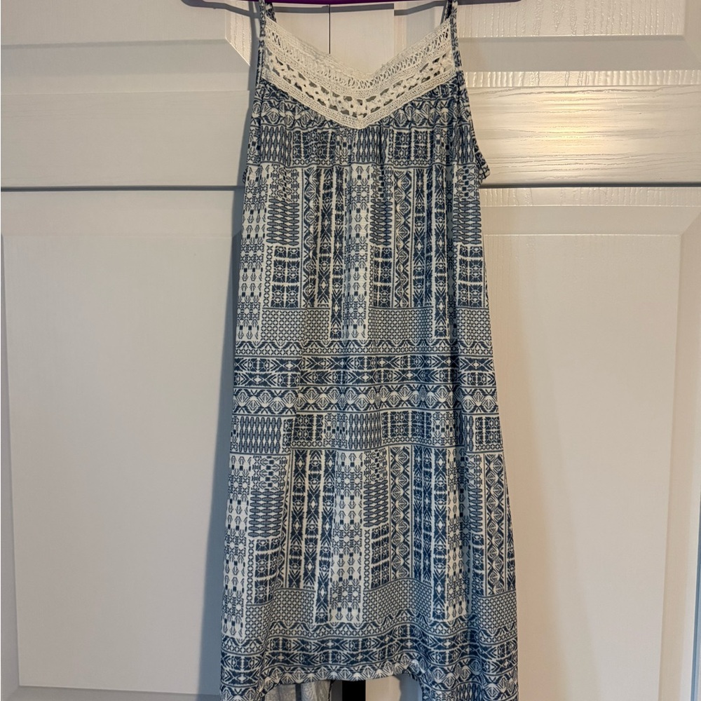Blue and White Patterned Women's Dress